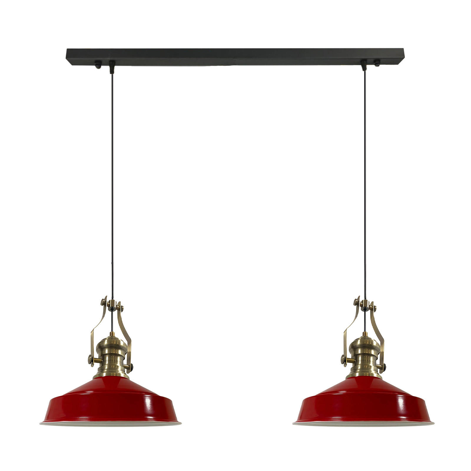 PENDELLEUCHTE Asletl Vintage 2 Flammig 41/36 cm - Weiß Hochglanz/Rot, Metall (41/36cm) - Bamyum