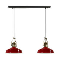 PENDELLEUCHTE Asletl Vintage 2 Flammig 41/36 cm - Weiß Hochglanz/Rot, Metall (41/36cm) - Bamyum