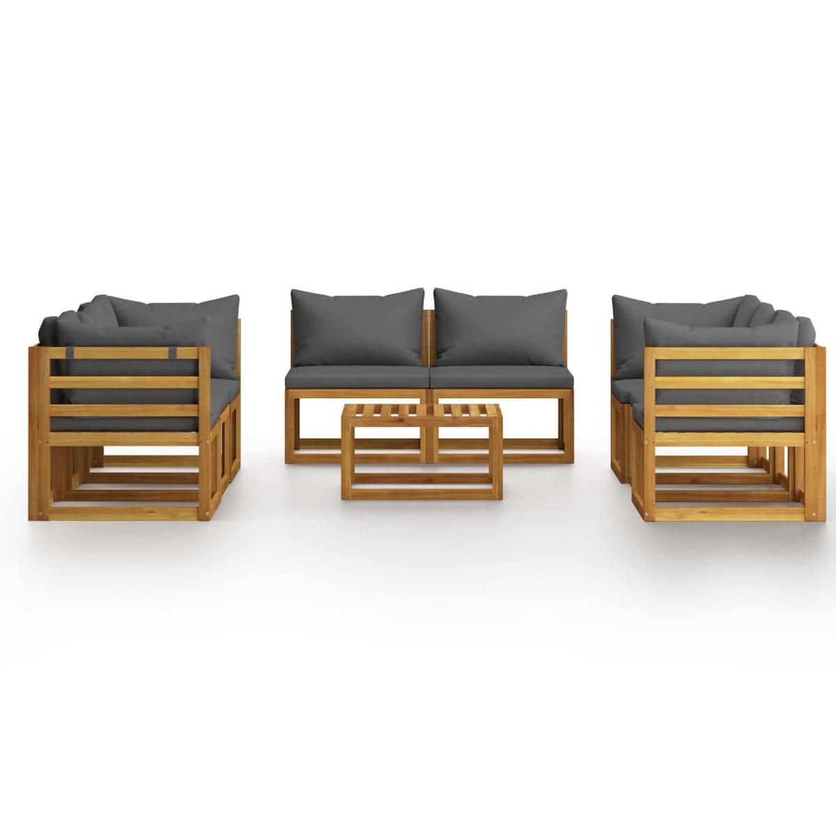 GARTENSET Regan 9-teilig - Grau, Holzwerkstoff - Nettlife