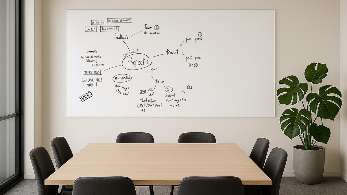 MAGNETPLATTE rahmenloses SLIMboard - Magnetisches trocken abwischbares Whiteboard 200x120 cm - Weiß, Metall (200/120/0.3cm) - ALLboards