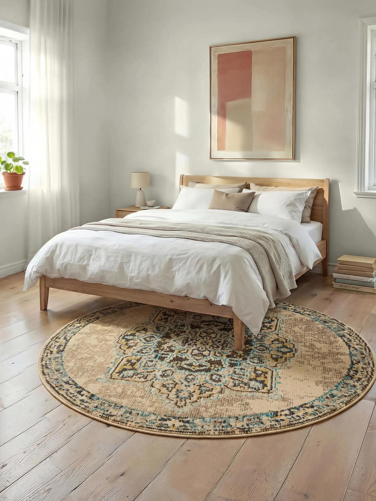 OKRUGLI tepih Casa bež ø 120 cm - bež, tekstil/prirodni materijali (120/120cm) - benuta Nest