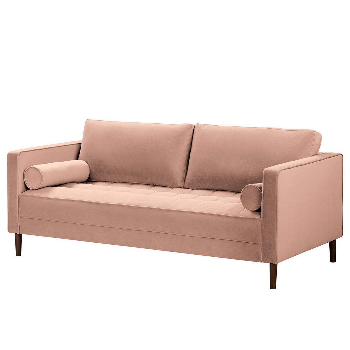 3-SITZER SOFA - Samt - Rosa, Textil (191/80/86cm) - home24