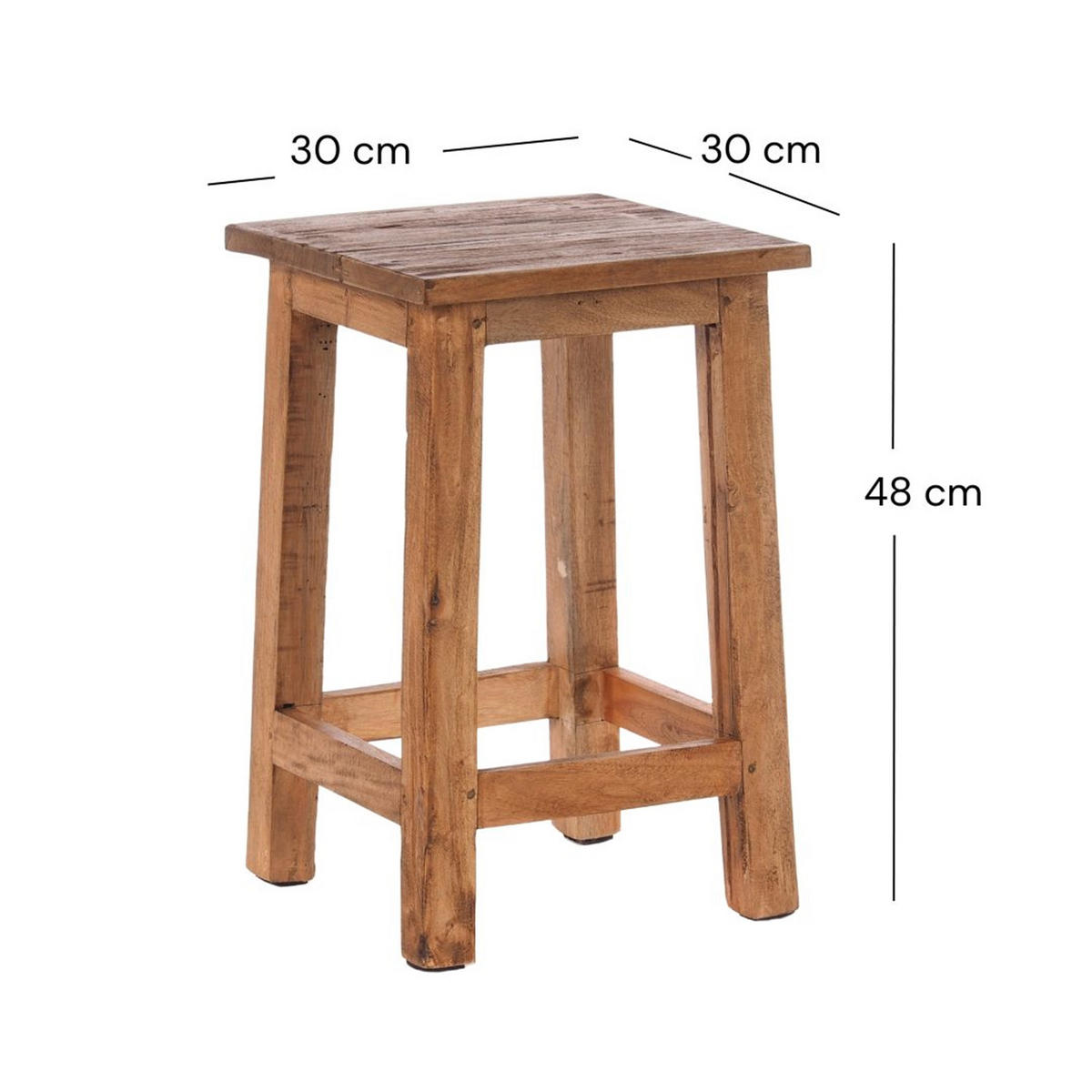 HOCKER MADERO Recyclingholz 01 natur-vintage - Naturfarben, Karton (30/48/30cm) - DESIGN DELIGHTS