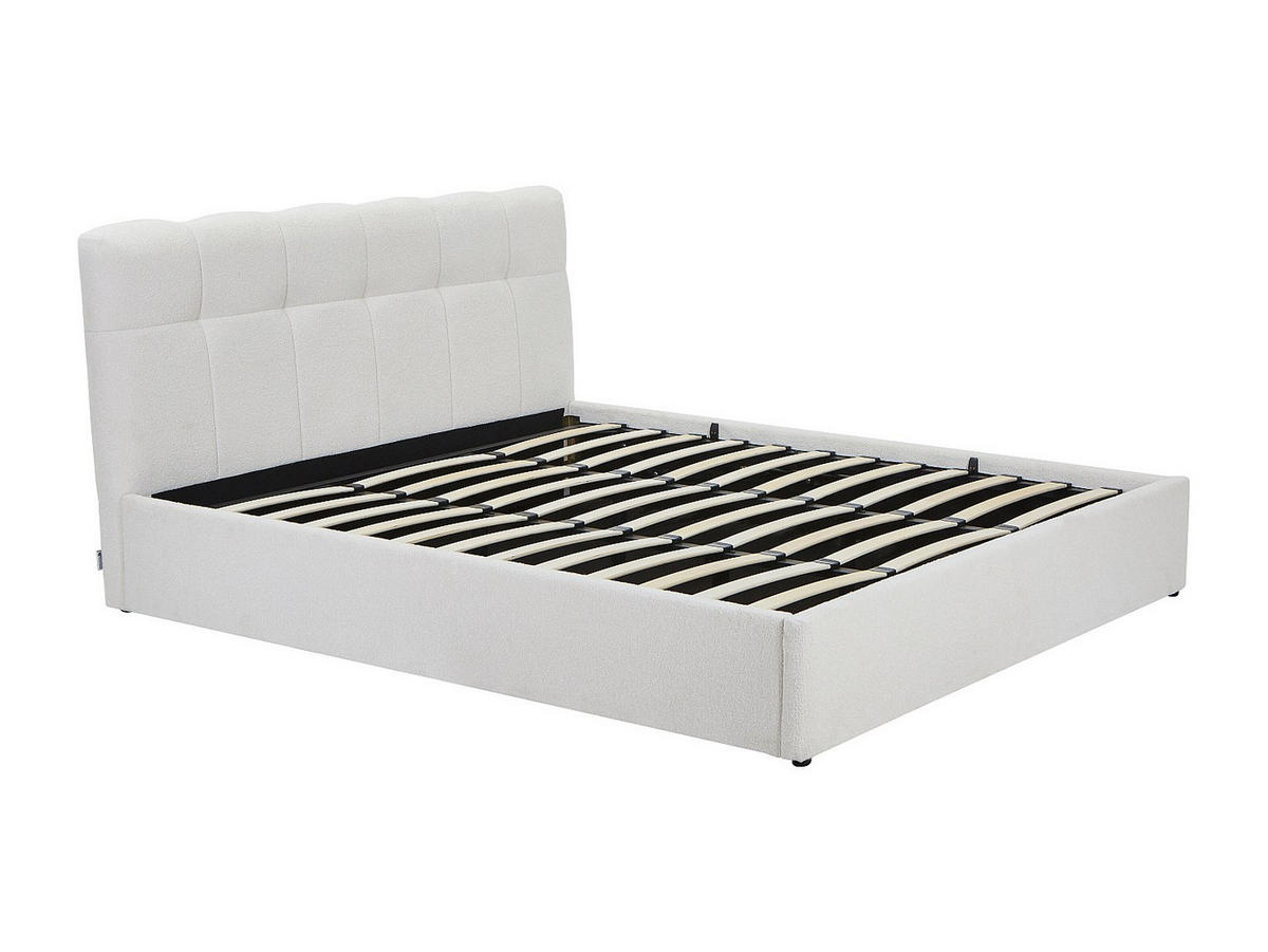BETT mit Bettkasten - 2 Personen - stoff - weiß Maziri - Weiß, Textil (180/200cm) - Vente-Unique