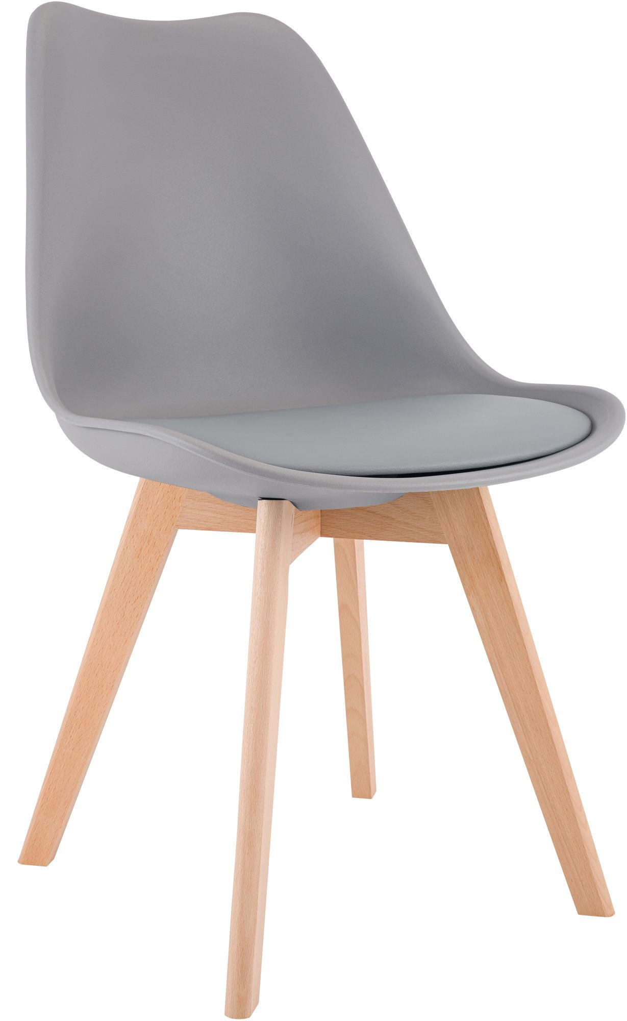 STUHL Kunststoff Grau - Eukalyptusholzfarben/Grau, Holz/Kunststoff (49/83/50cm) - CLP
