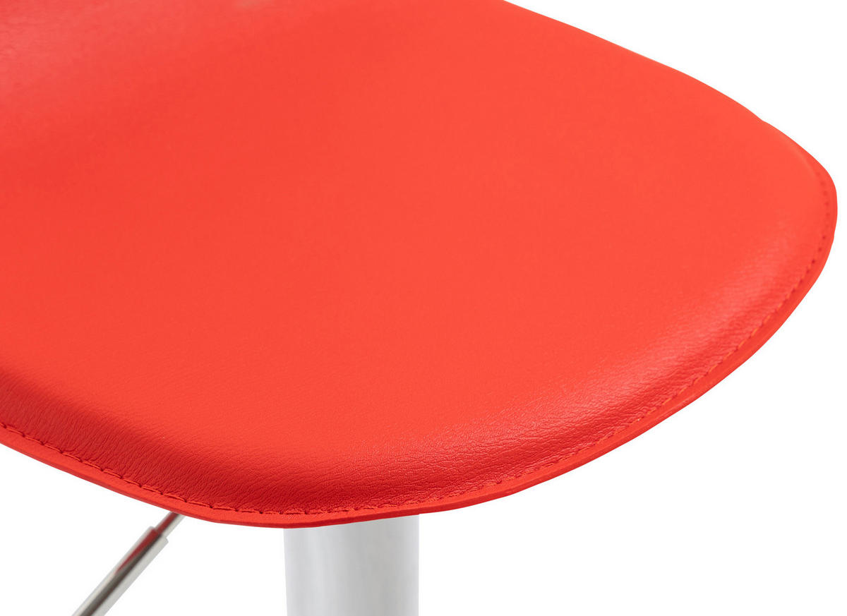 BARHOCKER Lederlook rot - Chromfarben/Rot, Textil/Metall (39/73/41cm) - CLP