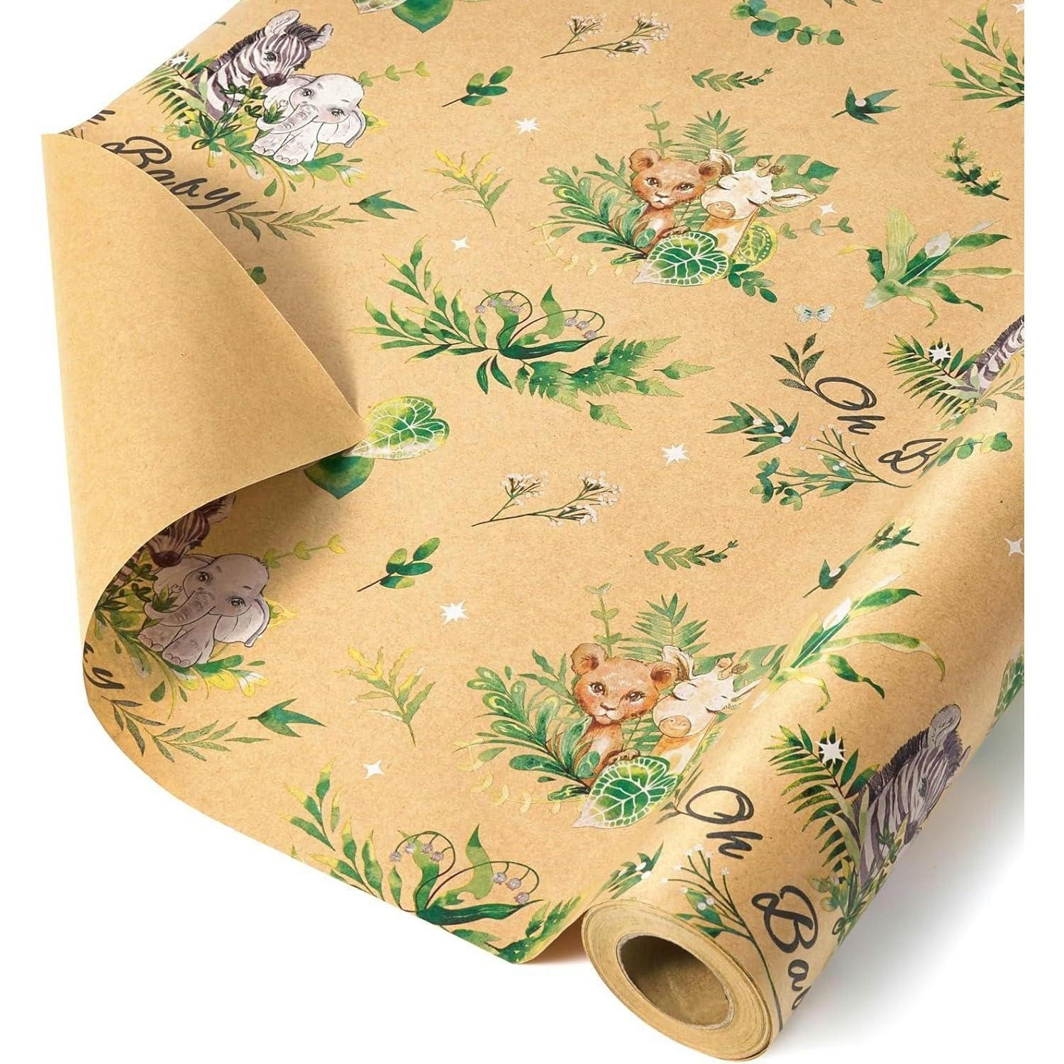 GESCHENKPAPIER Kraft mit Waldtieren 43 cm x 10 m - Braun, Papier (43/0.1/1000cm)