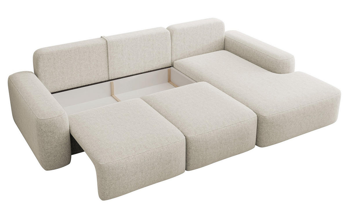 ECKSOFA Carnos Chenille-Bezug in Creme - Creme, Textil (264/162cm) - Selsey