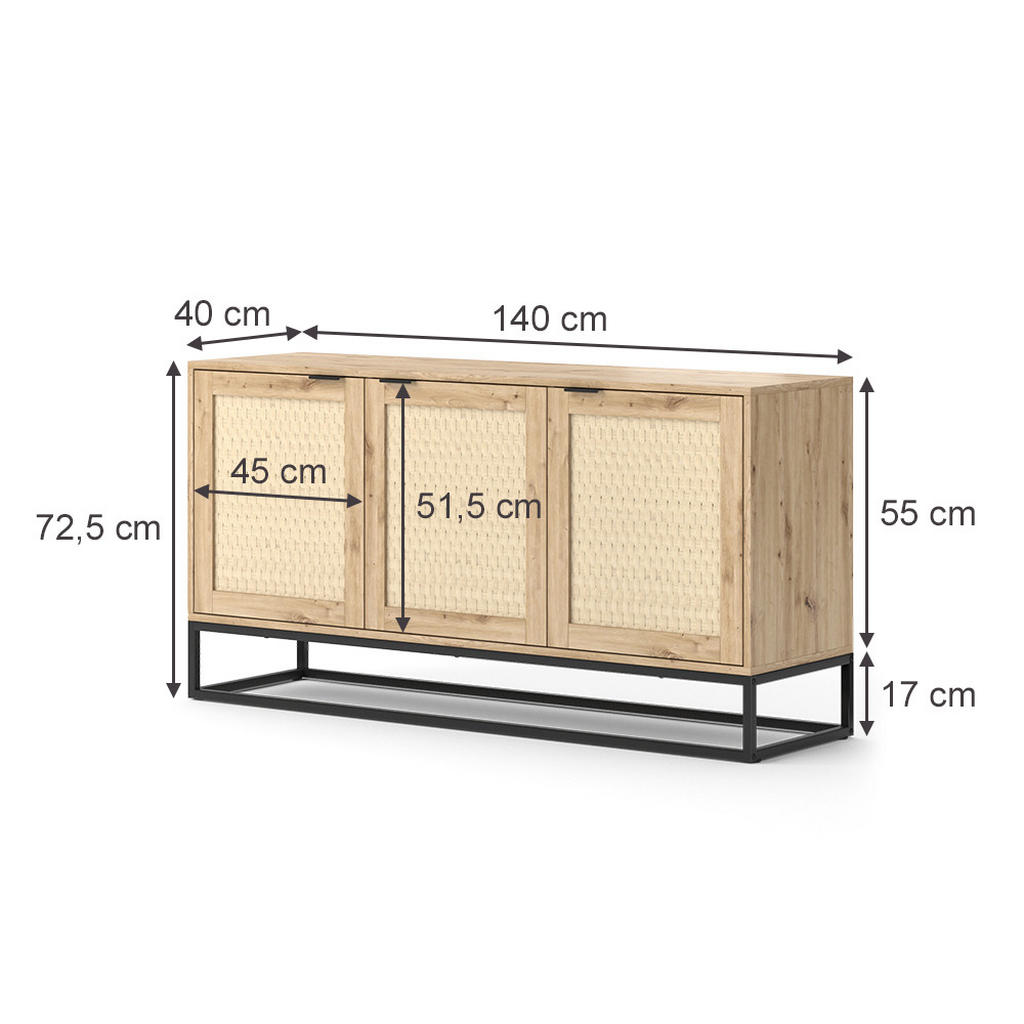 Thumbnail - Vicco Kommode, Braun, Braun, Holzwerkstoff, 5 Fächer, Rechteckig, 40x72.5x140 cm, Wohnzimmer, Kommoden & Sideboards, Kom...