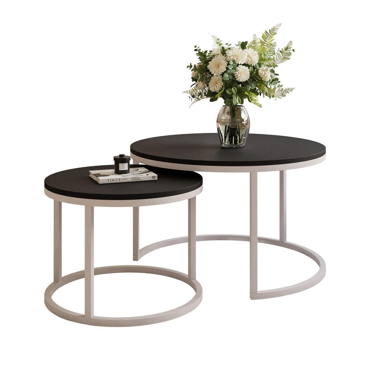 COUCHTISCH CIRI 2-in-1 MATT KASCHMIR - Beige/Schwarz, Holzwerkstoff (70/70/48cm) - Lookway
