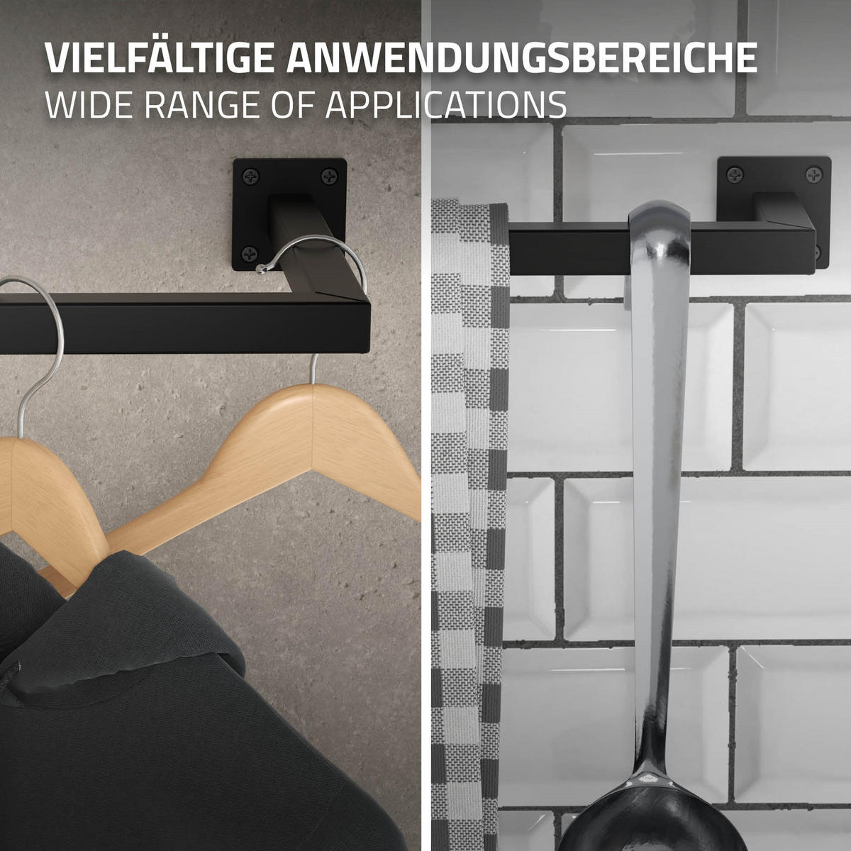 KLEIDERSTANGE - Schwarz, Metall (30/6.5/112cm) - ML-DESIGN