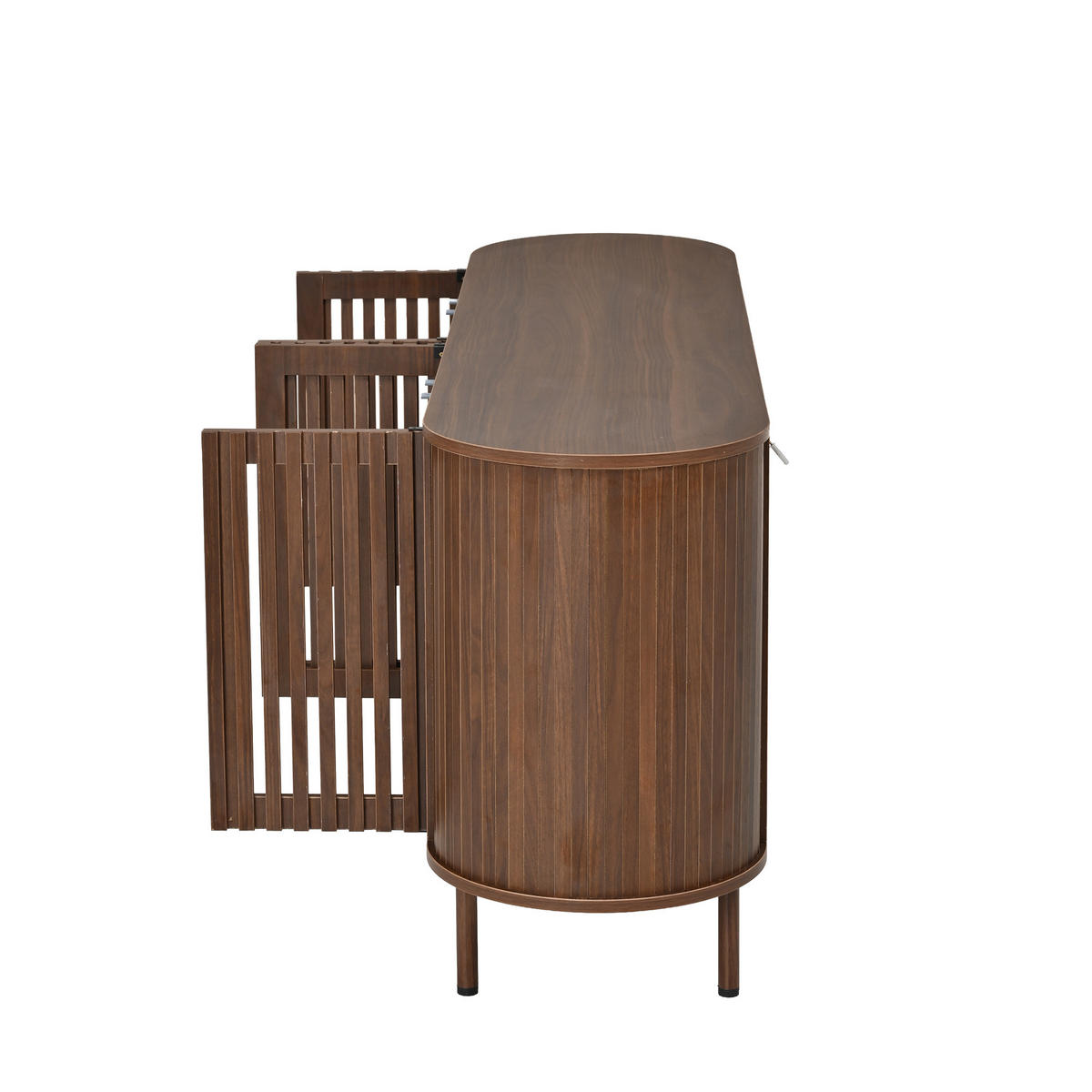 SIDEBOARD 160x40x70cm Walnuss mit 4 Schiebetüren - Walnussfarben, Holzwerkstoff (160/70/40cm) - FLIEKS