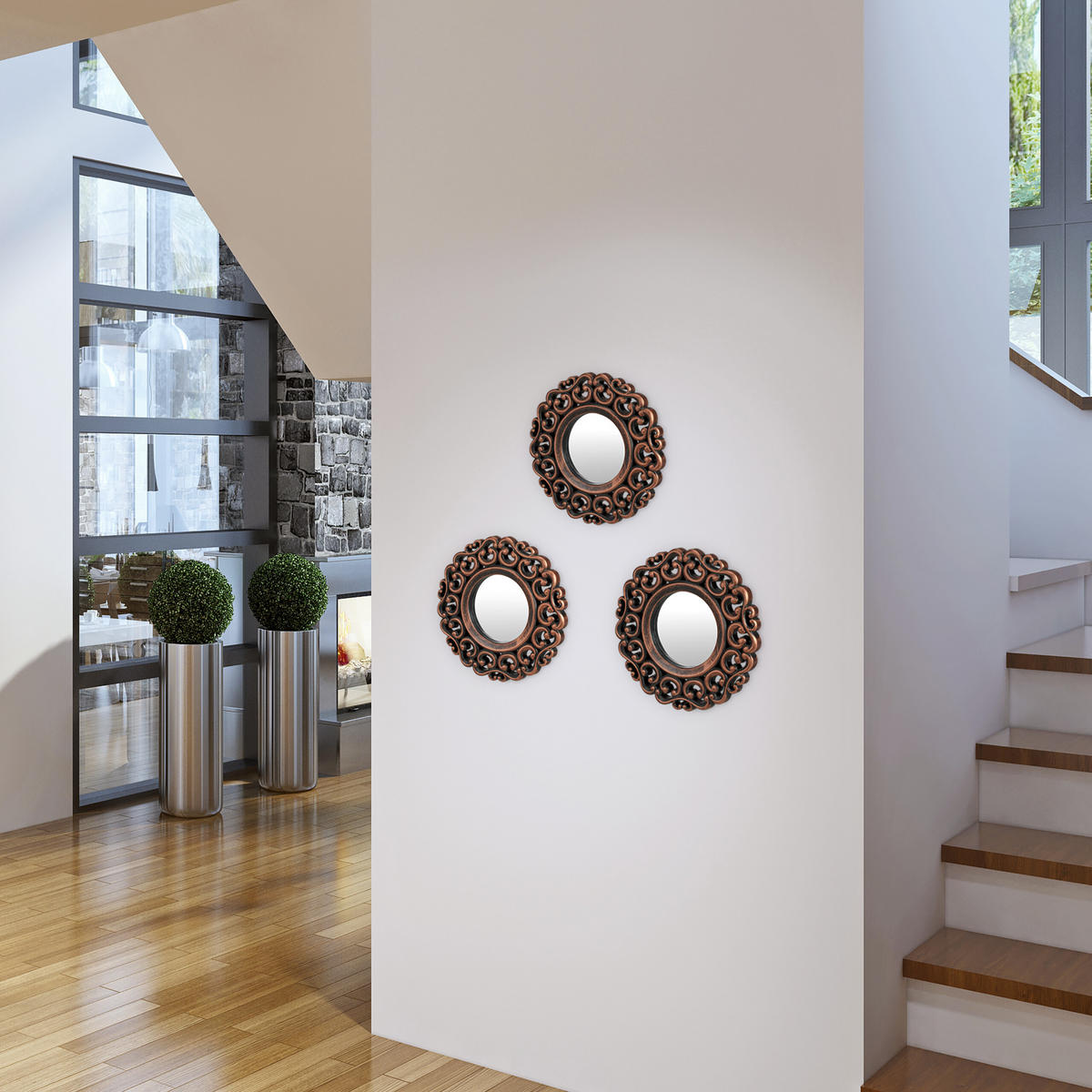 3 x Spiegel - Multicolor, Glas/Kunststoff (25/25/2cm) - Relaxdays