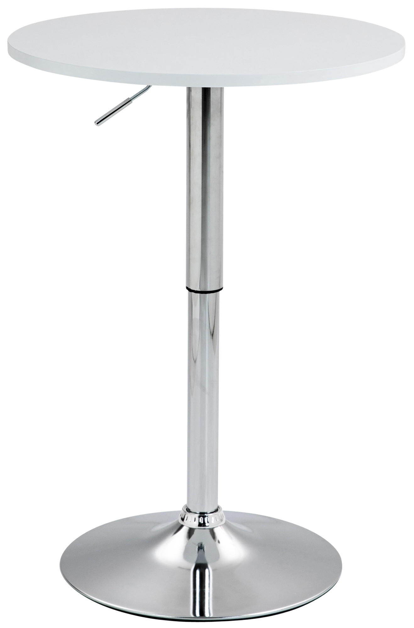 2IN1 Stehtisch Höhenverstellbar Ø 60cm CHERI - 106cm Hoch, Metall Gestell | Weiß-Silber - Weiß, Metall (60/60/106cm) - DELUKE