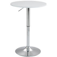 2IN1 Stehtisch Höhenverstellbar Ø 60cm CHERI - 106cm Hoch, Metall Gestell | Weiß-Silber - Weiß, Metall (60/60/106cm) - DELUKE