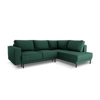 AUSKLAPPBARES-ECKSOFA rechts Caro aus strukturiertem Stoff grün 5 Sitzplätze - Grün, Textil (187/247cm) - Micadoni