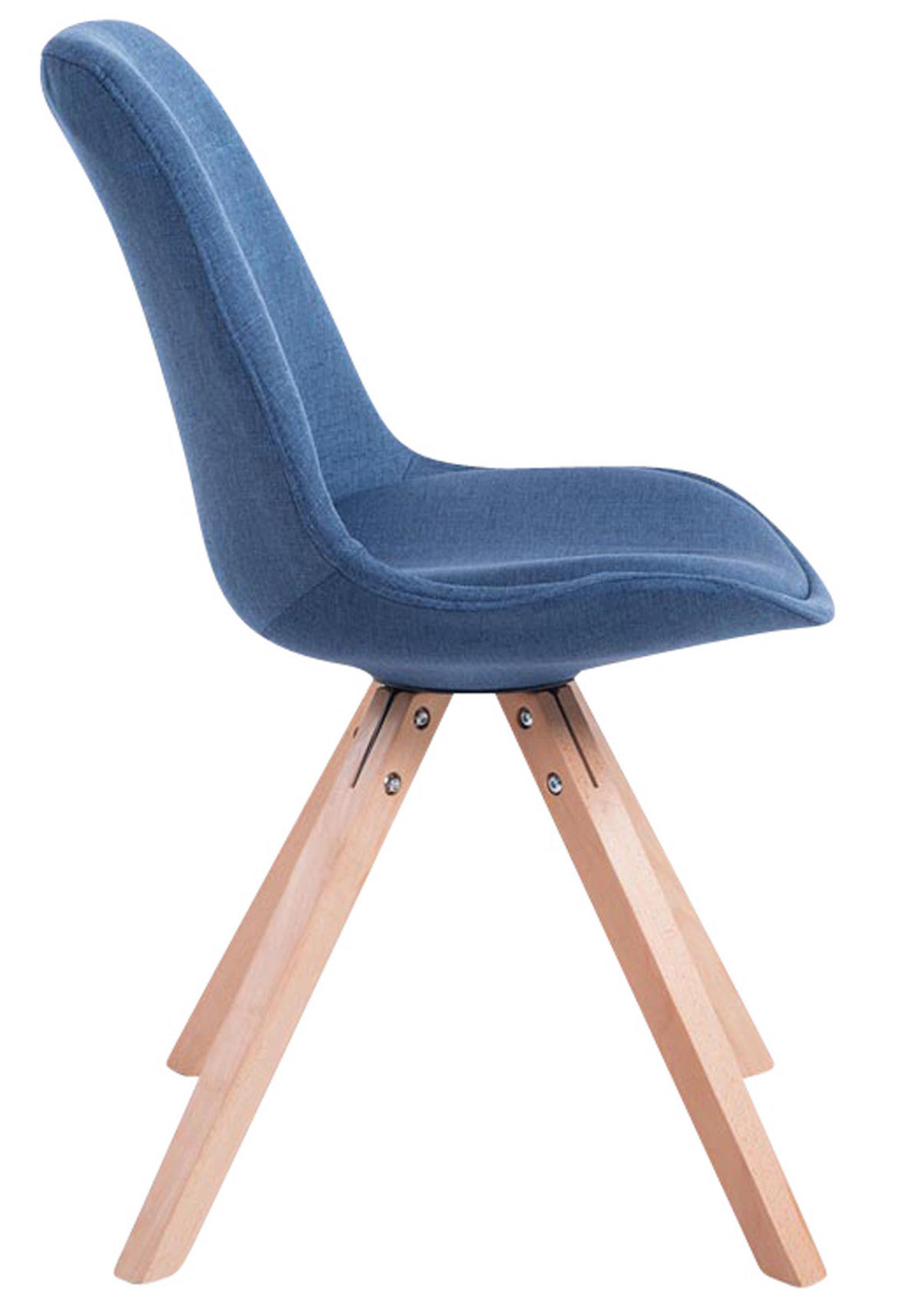 STUHL 4er Set Stoff blau - Blau/Eukalyptusholzfarben, Holz/Textil (48/84/56cm) - CLP