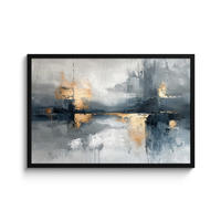 ZARÁMOVANÝ PLAGÁT Umenie - sivé - zlaté - abstraktné 90x60 cm - tmavosivá, papier (90/60cm) - MuchoWow
