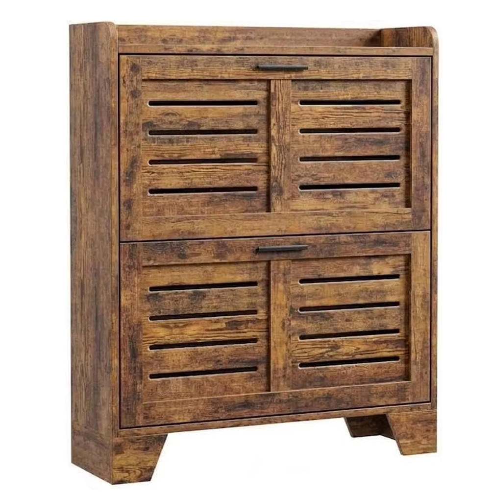 SCHUHSCHRANK Schmal mit 2 Klappfächern - Braun, Holz (79.8/97/23.9cm) - Kaket
