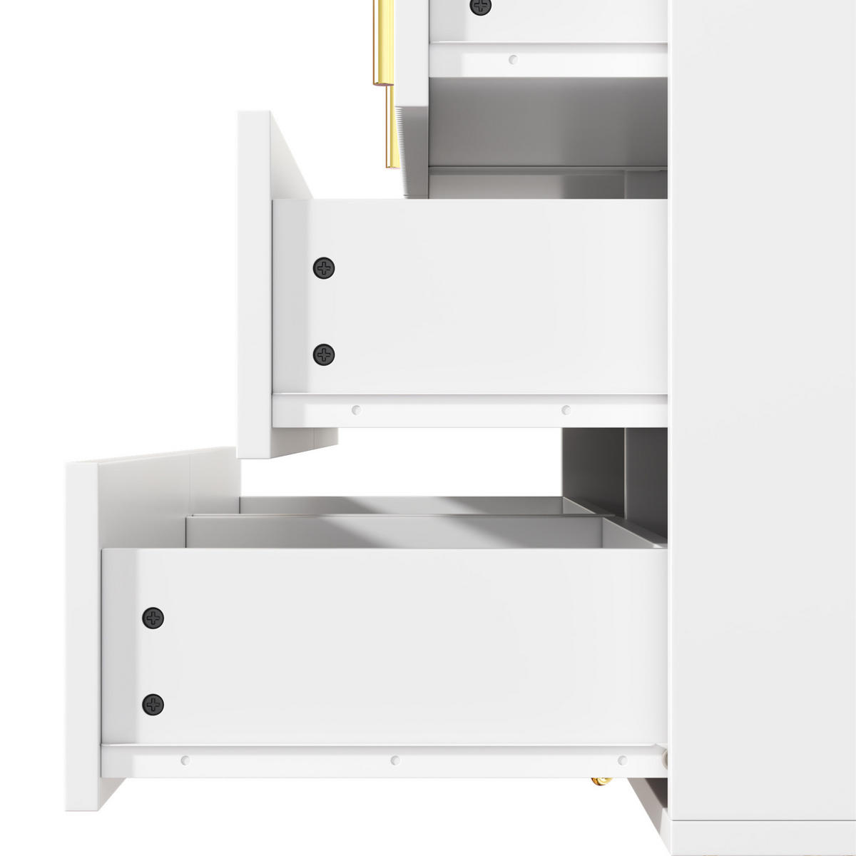 SIDEBOARD 120/40/77 cm mit 6 Schubladen in Weiß/Gold - Weiß, Holzwerkstoff (120/77/40cm) - BEAOK