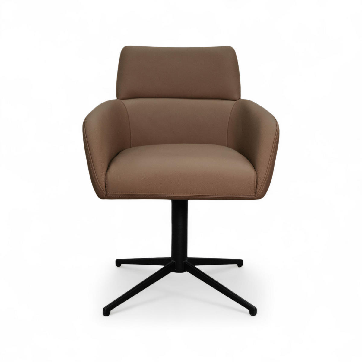 STUHL-SET 2 Stück in Echtleder Taupe - Taupe/Schwarz, Leder/Metall (58/83/58cm) - Furnhouse