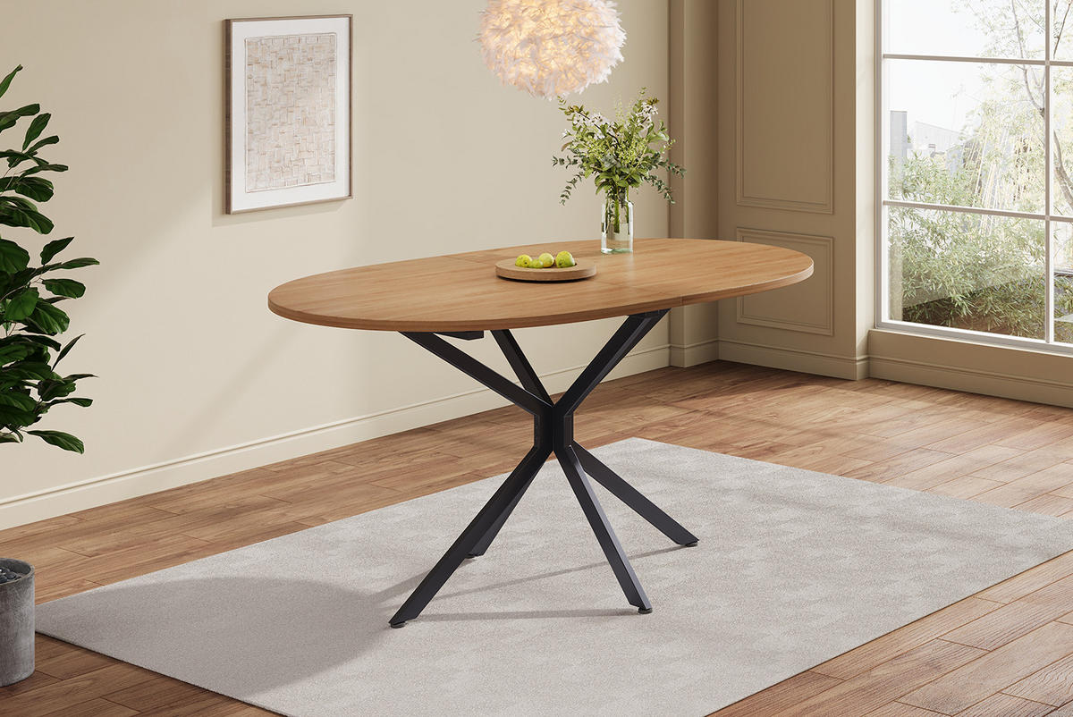 ESSTISCH aus MDF mit Kreuzbein-Design, 120/80/75,5 cm, Natur - Naturfarben, Holzwerkstoff (120/80/75.5cm) - Redom