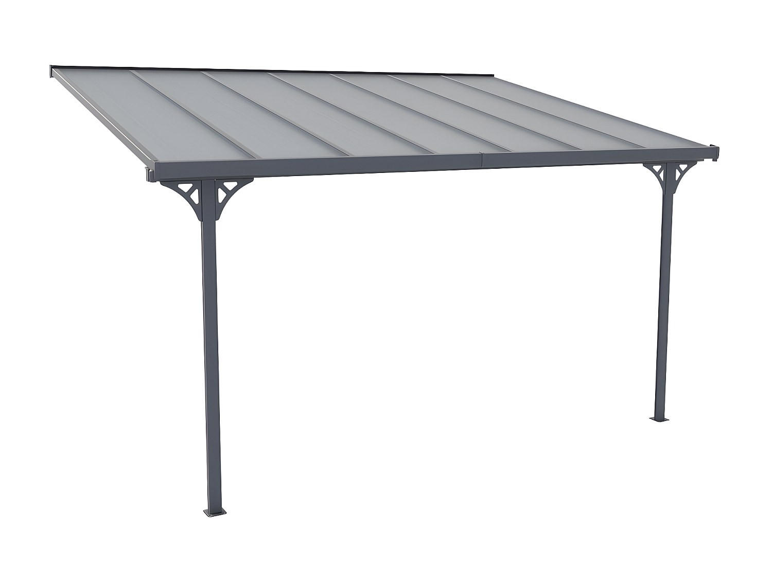 TERRASSENDACH anlehnend - Aluminium - 13,2 m² - Anthrazit - ALVARO - Anthrazit, Kunststoff (436/285/305cm) - Vente-Unique
