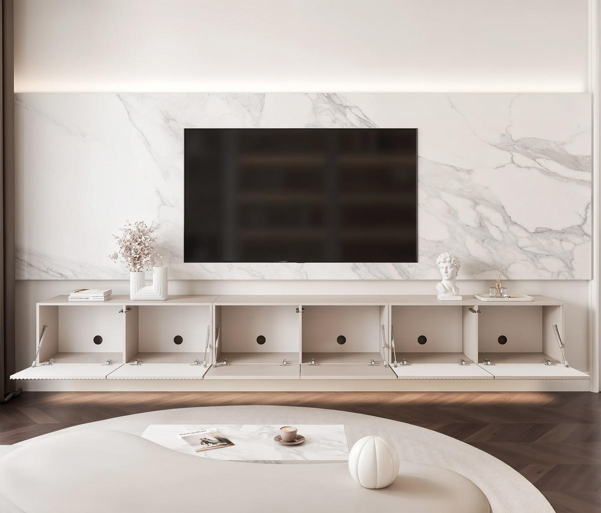 TV-LOWBOARD ANGEL mit LED-Beleuchtung, 300 cm Kaschmir - Kaschmir, Holzwerkstoff (300/36/40cm) - Idohome