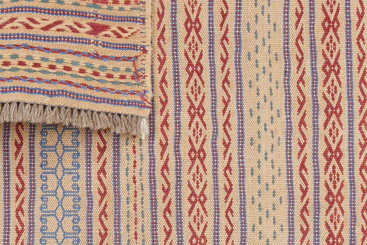KELIM-TEPPICH handgewebt Kordi Beige 124/84 cm Schurwolle - Beige, Textil (84/124cm) - Looma