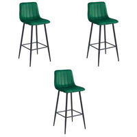 BARHOCKER 3-er Set POZZA dunkelgrüner Sitz, schwarze Basis - Dunkelgrün/Schwarz, Textil (43/104/35cm) - Valora