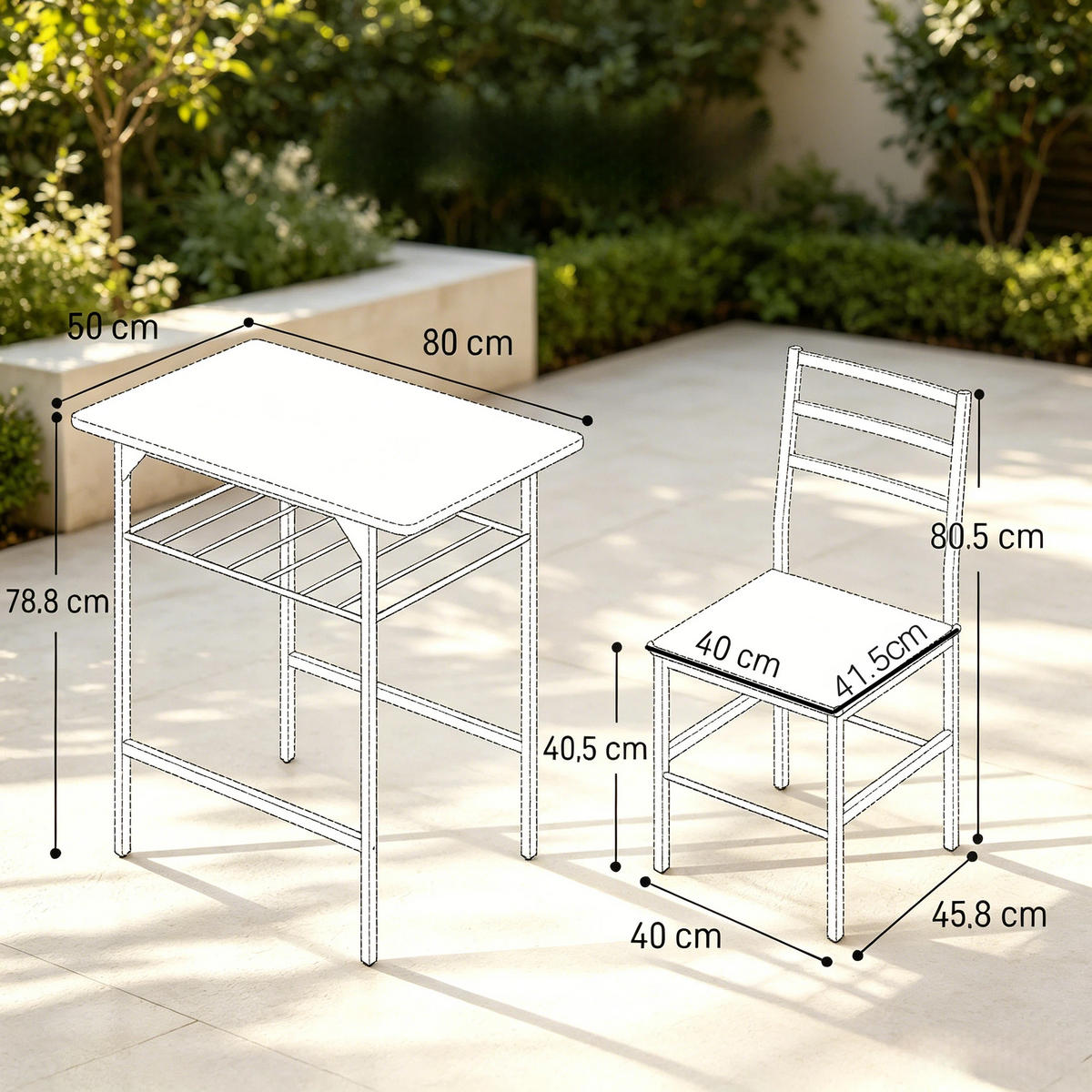 ESSGRUPPE DE-39313 80/50 cm Tisch mit 2 Stühlen Rustikalbraun - Braun, Metall (80/78/50cm) - ComfortXL