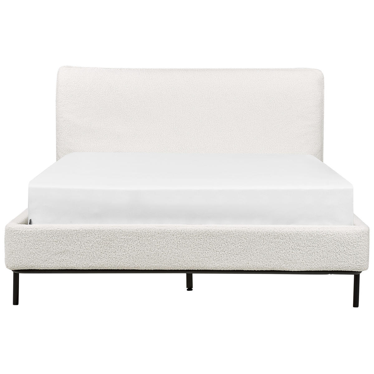 POSTEL s roštem 140/200 cm Bouclé Krémově bílá Corio - krémová, textil (140/200cm) - Beliani
