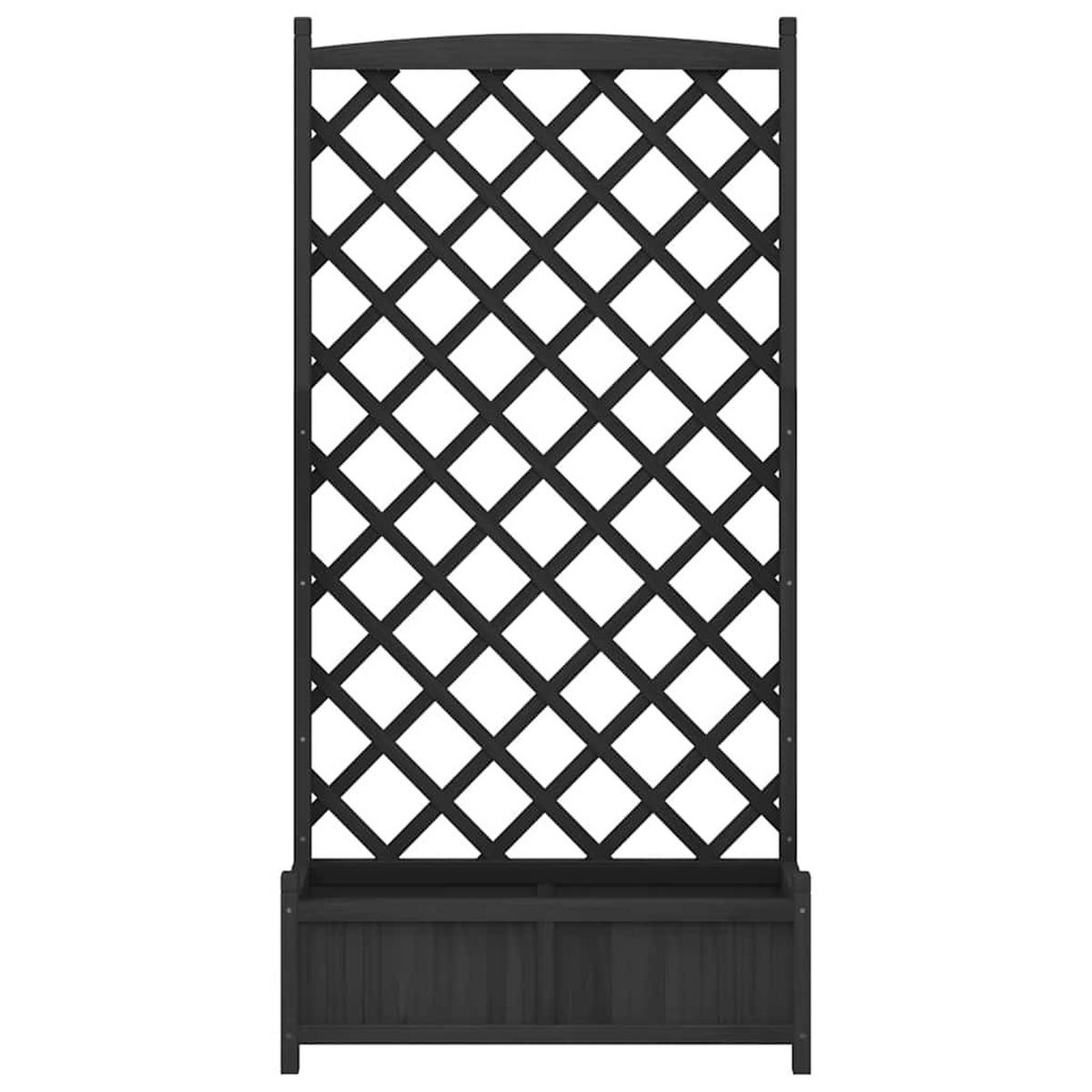 PFLANZKÜBEL Mit Spalier Schwarz Massivholz Tanne - Schwarz, Holz (90/180/35cm) - vidaXL