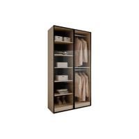 KLEIDERSCHRANK SANDBOX KASHMIR 100 101/49/200 cm Kaschmir / geriffeltes Glas mit LED 4 Zusatzböden - Kaschmir/Transparent, Holzwerkstoff/Kunststoff (101/200/49cm) - Lookway