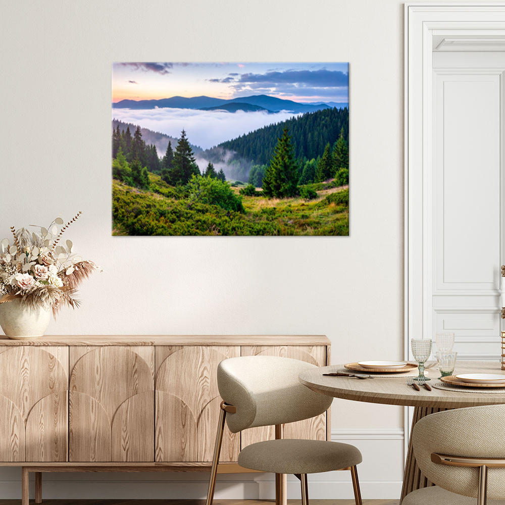 LEINWANDBILD Landschaft See Berge Täler 120x80cm - Grün, Textil (120/80cm) - Feeby