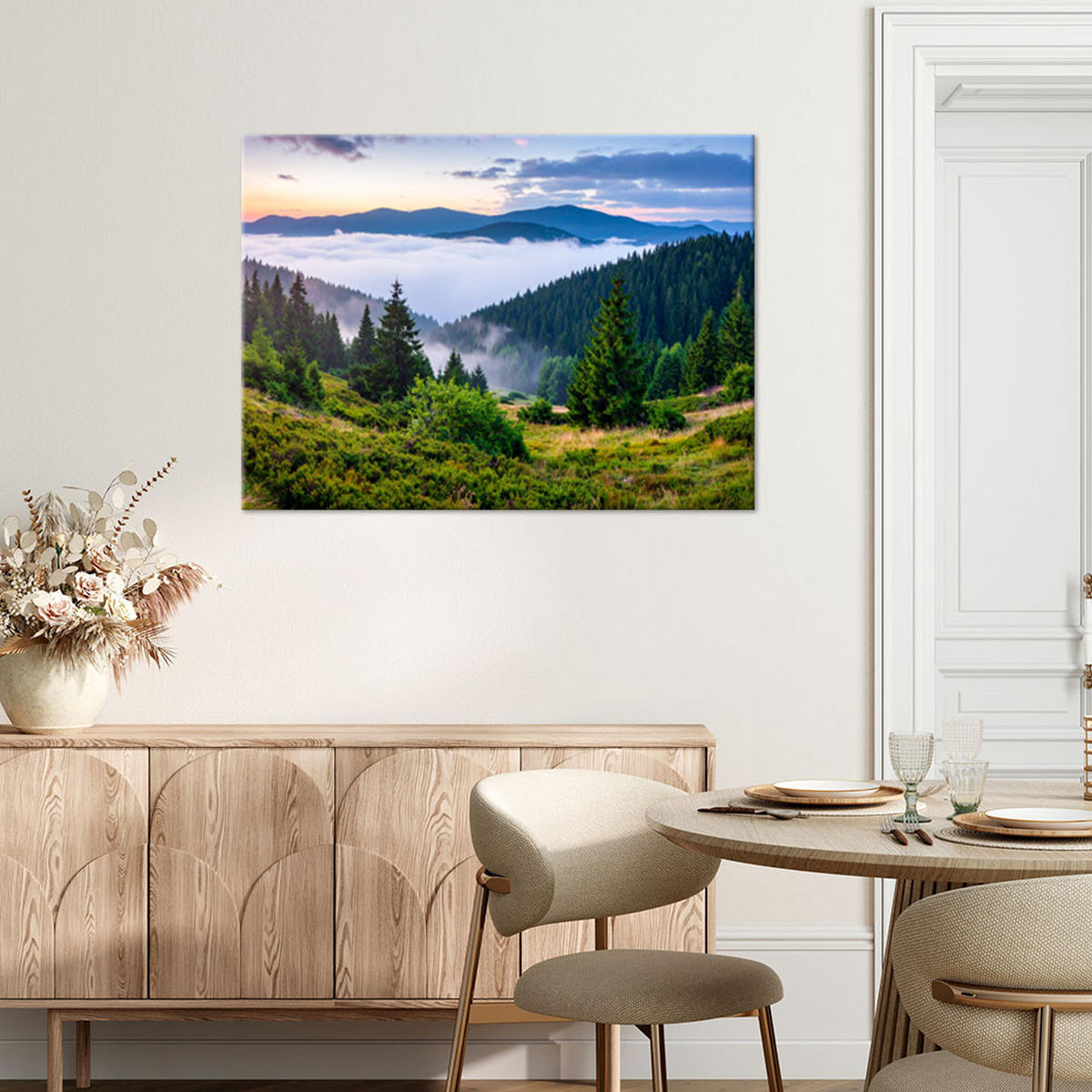 LEINWANDBILD Landschaft See Berge Täler 120x80cm - Grün, Textil (120/80cm) - Feeby