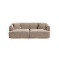 MODULARES-SOFA Campi aus Samt dunkelbeige 3 Sitzplätze - Mokka, Textil (90/70/220cm) - Cosmopolitan Design