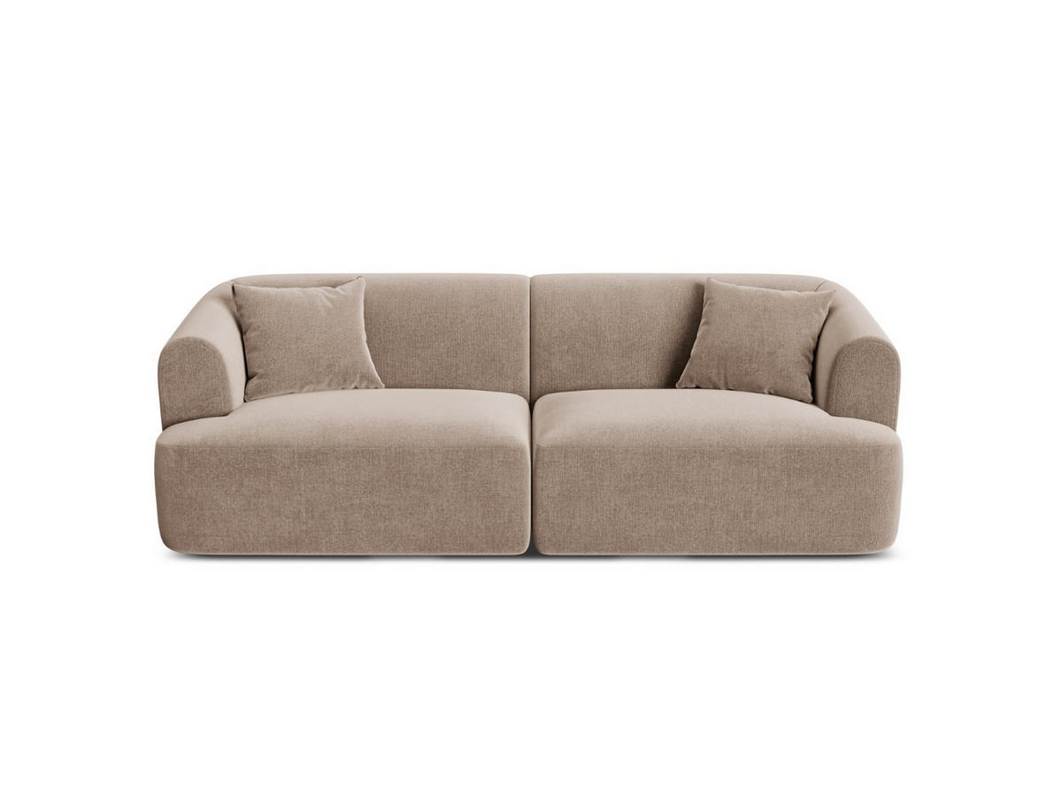 MODULARES-SOFA Campi aus Samt dunkelbeige 3 Sitzplätze - Mokka, Textil (90/70/220cm) - Cosmopolitan Design