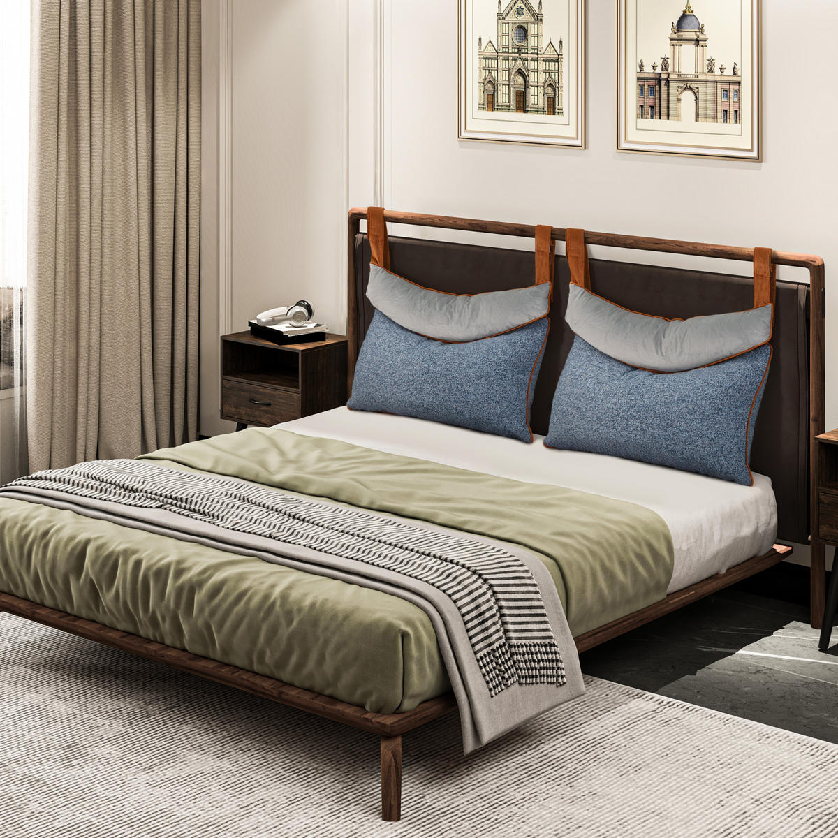 NACHTTISCHKISSEN Keilförmiges Lesekissen Blau 90cm - Blau, Textil (60/90cm) - Vercart