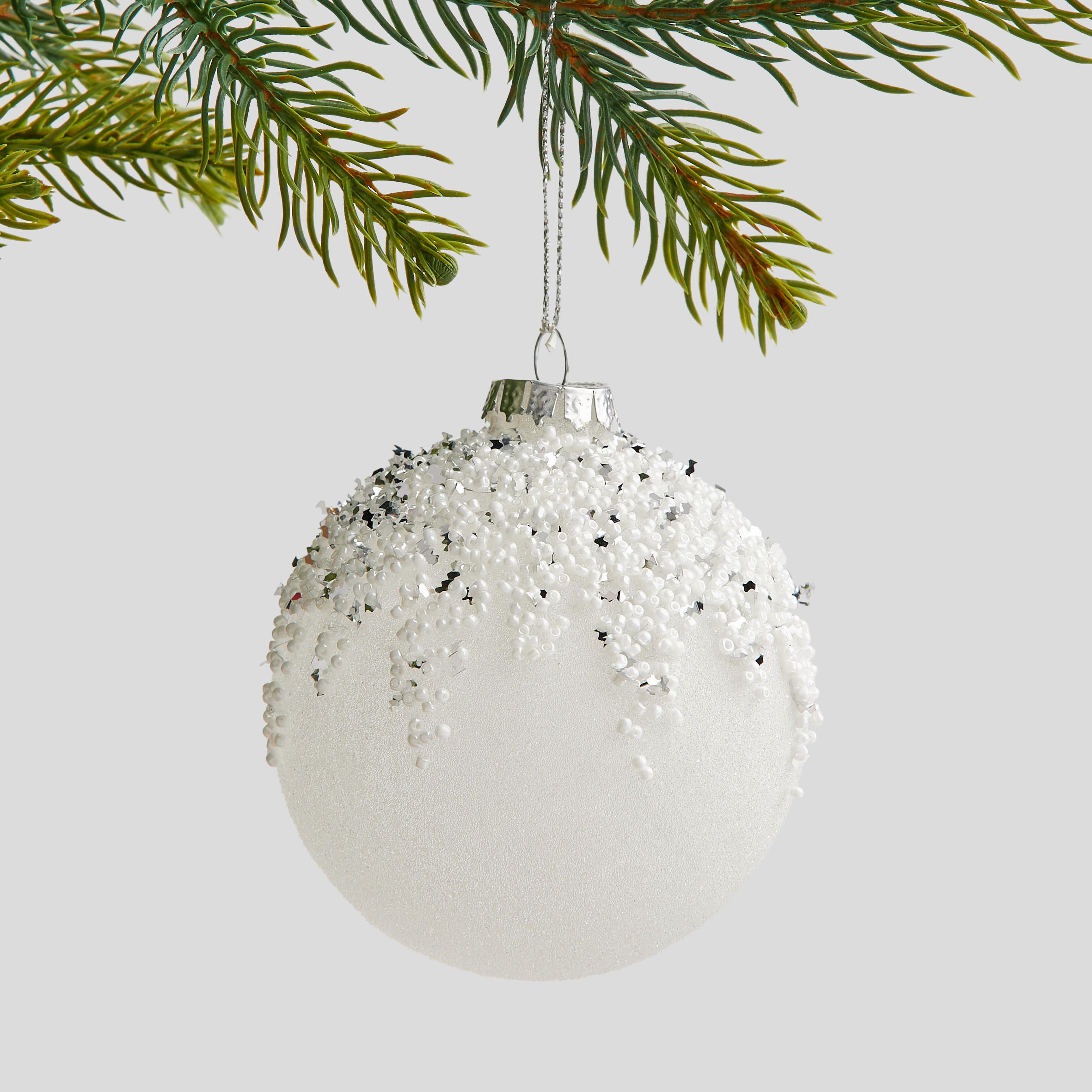 WEIHNACHTSKUGEL Glas BROUGH, Ø80 mm, Weiß, Christbaumkugeln, Weihnachtsdeko Xmas, Christmas Deko - Weiß, Glas (8/8/8cm) - home&you