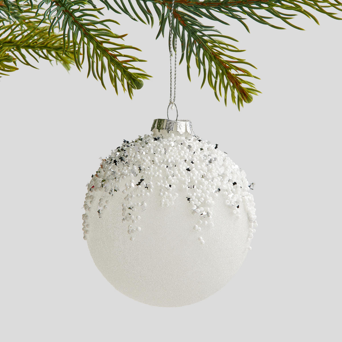 WEIHNACHTSKUGEL Glas BROUGH, Ø80 mm, Weiß, Christbaumkugeln, Weihnachtsdeko Xmas, Christmas Deko - Weiß, Glas (8/8/8cm) - home&you