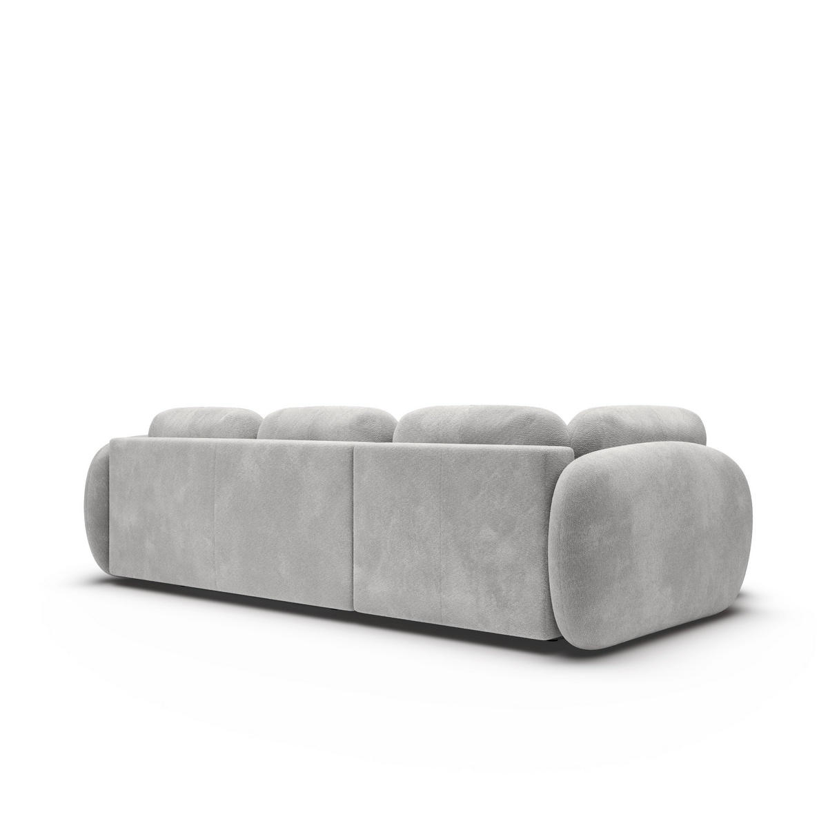 ECKSOFA AMICO II L-S Hellgrau Geflochtener Stoff mit Schlaffunktion - Hellgrau, Holz (289/190cm) - MASSENO