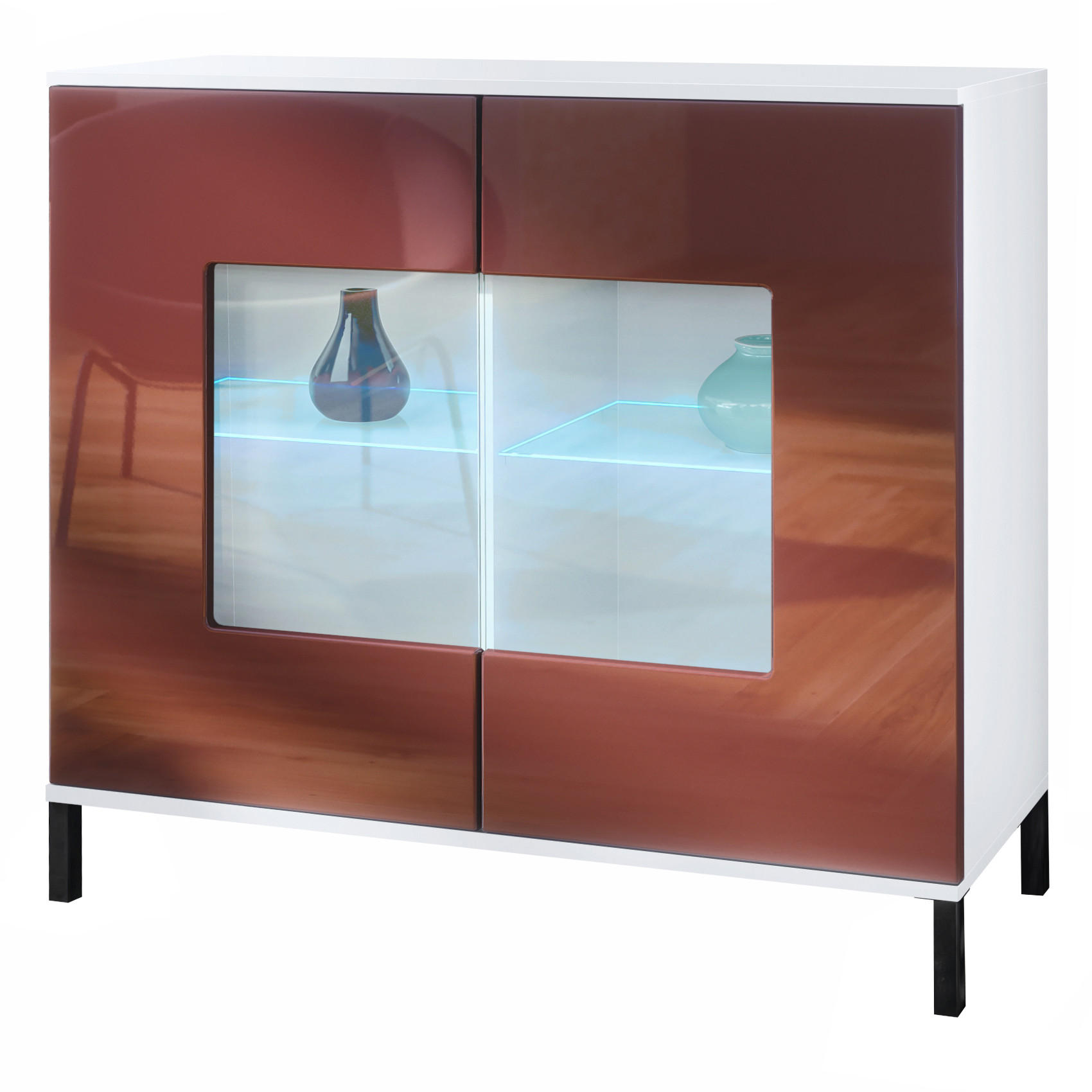 KOMMODE Grömitz Bordeaux Hochglanz - Bordeaux, Holzwerkstoff (92.5/83.5/35cm) - Vladon