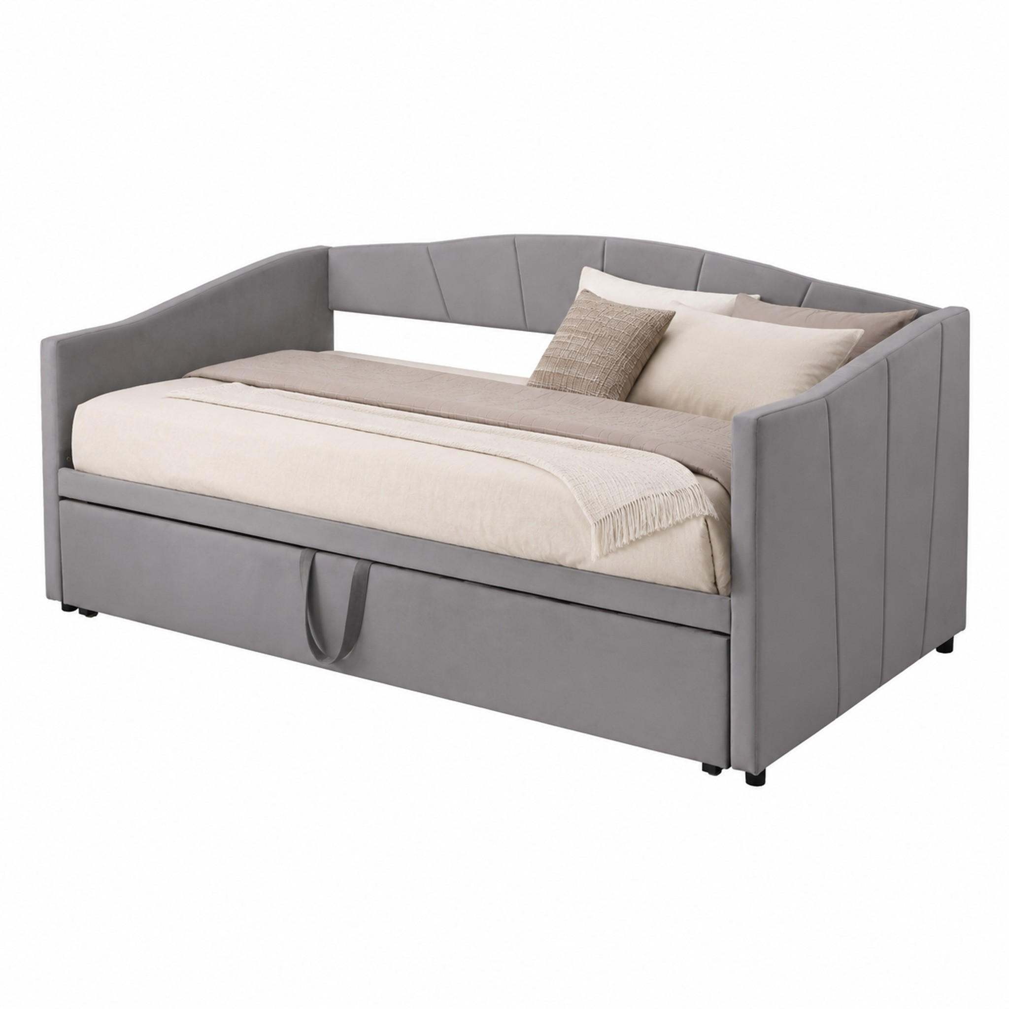 SCHLAFSOFA ausziehbar 90/180x200 cm gepolstert Grau - Grau, Metall (90/200cm) - Meubliv