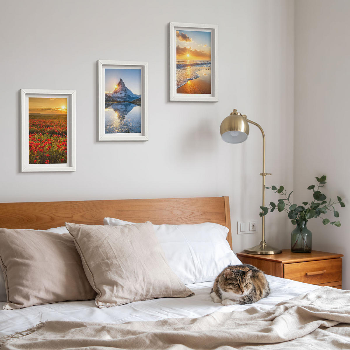 WANDBILDER 3er-Set - 20x30 cm Weißer Rahmen - Landschaften aus Bergen und Meeren im Westen - Weiß, Kunststoff (20/30cm) - ArtPrintCave