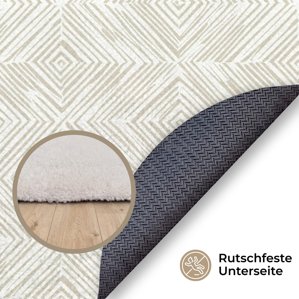 KOBERCE - Abstraktné - Diamanty - Béžová - 90x90 cm - béžová, textil/plast (90/0.4cm) - OnlyWow