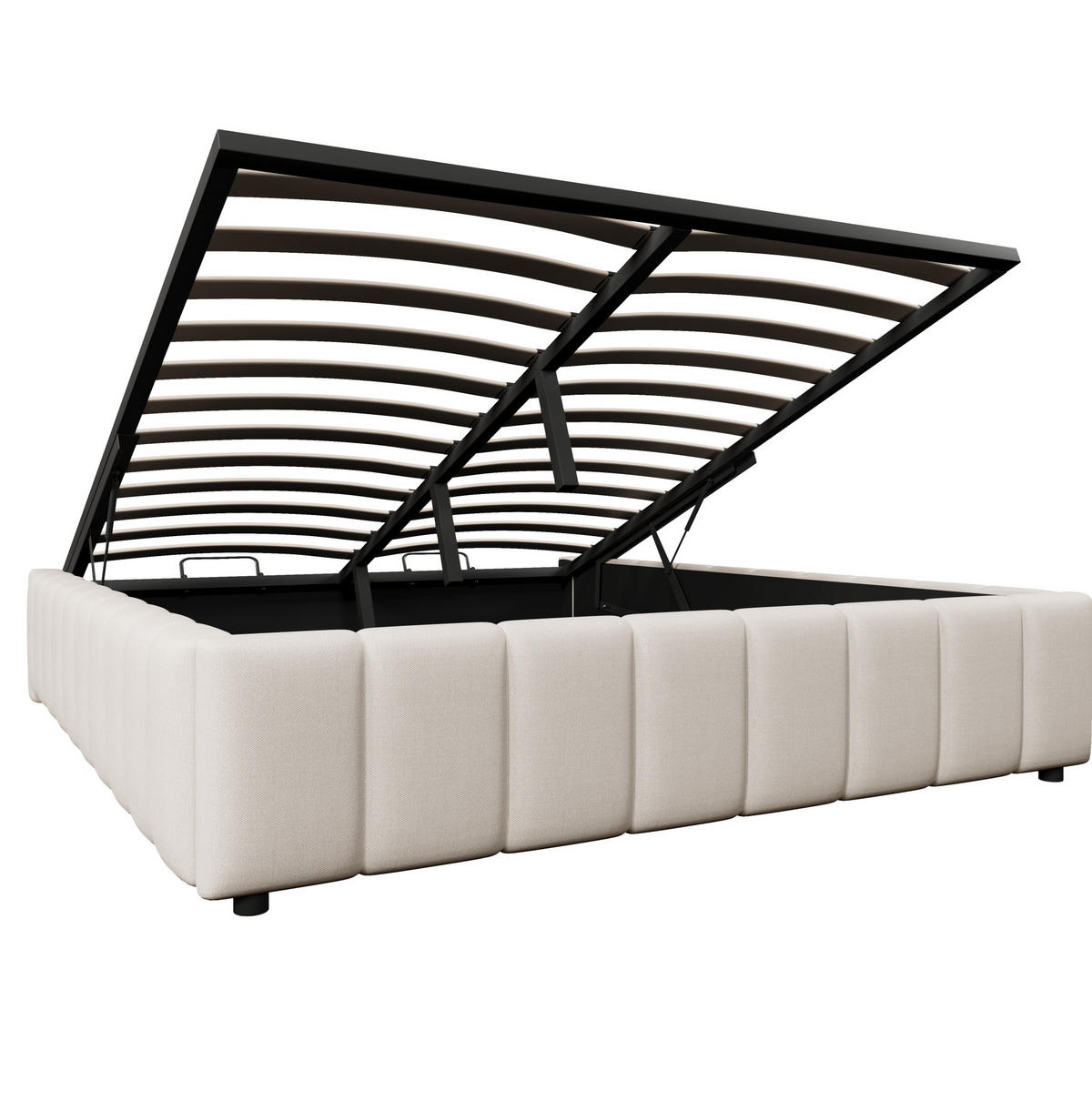 POLSTERBETT mit hydraulischem Stauraum 140x200 cm Leinen Beige - Beige, Metall (140/200cm) - Meubliv