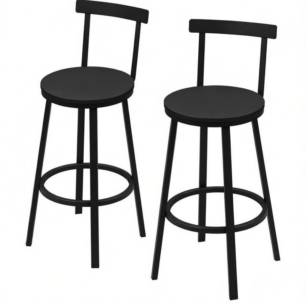 BARHOCKER mit Rückenlehne 51,5/51,5/89 cm Schwarz - Schwarz, Metall (51.5/89/51.5cm) - MIVRAY