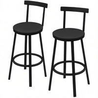 BARHOCKER mit Rückenlehne 51,5/51,5/89 cm Schwarz - Schwarz, Metall (51.5/89/51.5cm) - MIVRAY