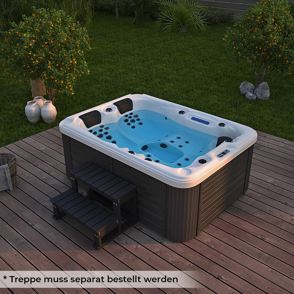 OUTDOOR WHIRLPOOL BEACH - Ausstattung: Pure - Anthrazit, Kunststoff (210/83/155cm) - Home Deluxe